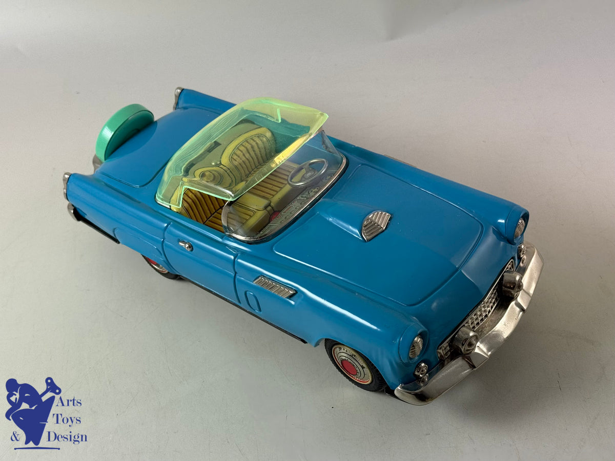 JOUET ANCIEN TN NOMURA JAPAN FORD THUNDERBIRD SPORTS CAR 1960 FRICTION 30CM