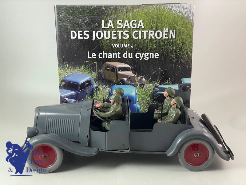 JOUET ANCIEN CITROEN 160 TRACTION MILITAIRE ALLEMANDE MECANIQUE 42CM 1941