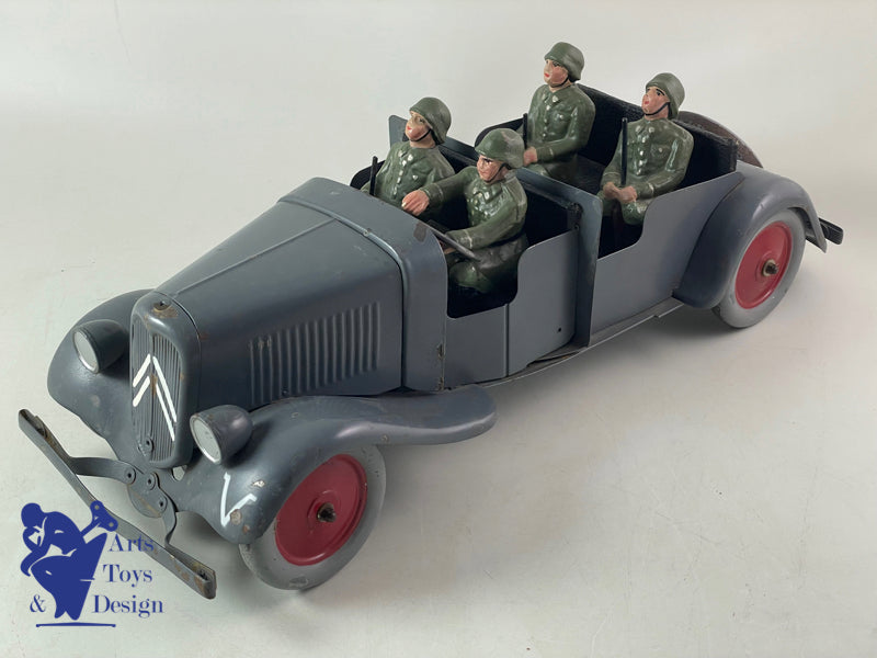 JOUET ANCIEN CITROEN 160 TRACTION MILITAIRE ALLEMANDE MECANIQUE 42CM 1941