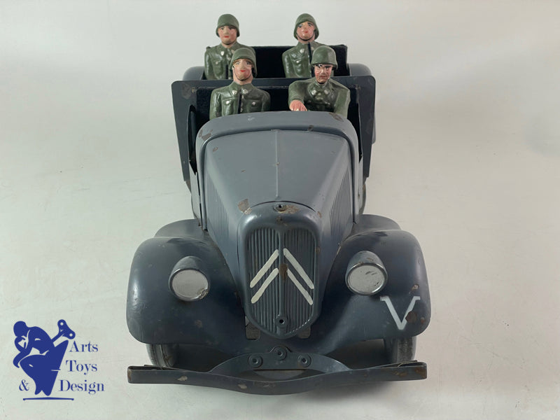 JOUET ANCIEN CITROEN 160 TRACTION MILITAIRE ALLEMANDE MECANIQUE 42CM 1941