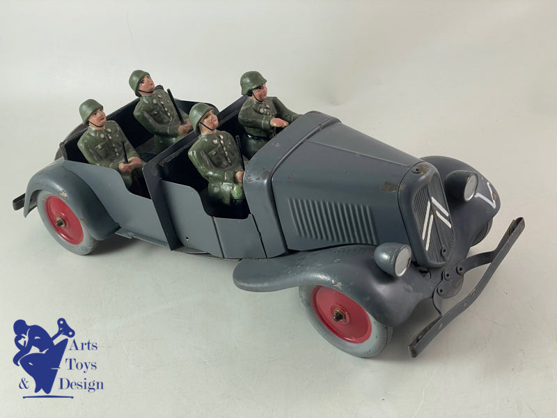 JOUET ANCIEN CITROEN 160 TRACTION MILITAIRE ALLEMANDE MECANIQUE 42CM 1941