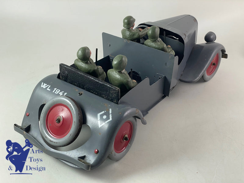 JOUET ANCIEN CITROEN 160 TRACTION MILITAIRE ALLEMANDE MECANIQUE 42CM 1941