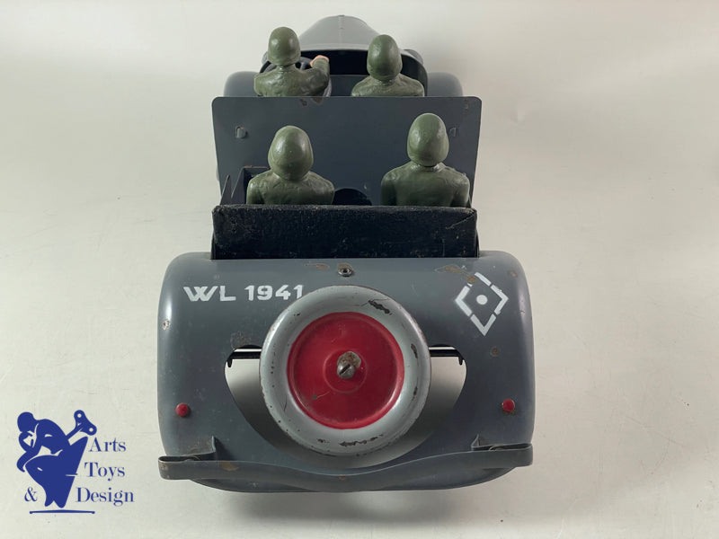 JOUET ANCIEN CITROEN 160 TRACTION MILITAIRE ALLEMANDE MECANIQUE 42CM 1941