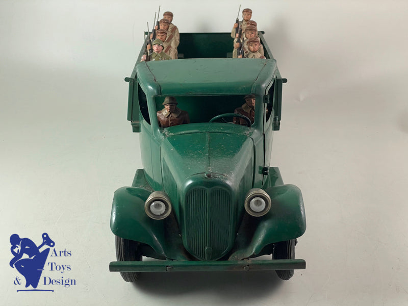 JOUET ANCIEN CITROEN 905 CAMION T23 TRANSPORT PARACHUTISTES MECANIQUE 46CM 1937