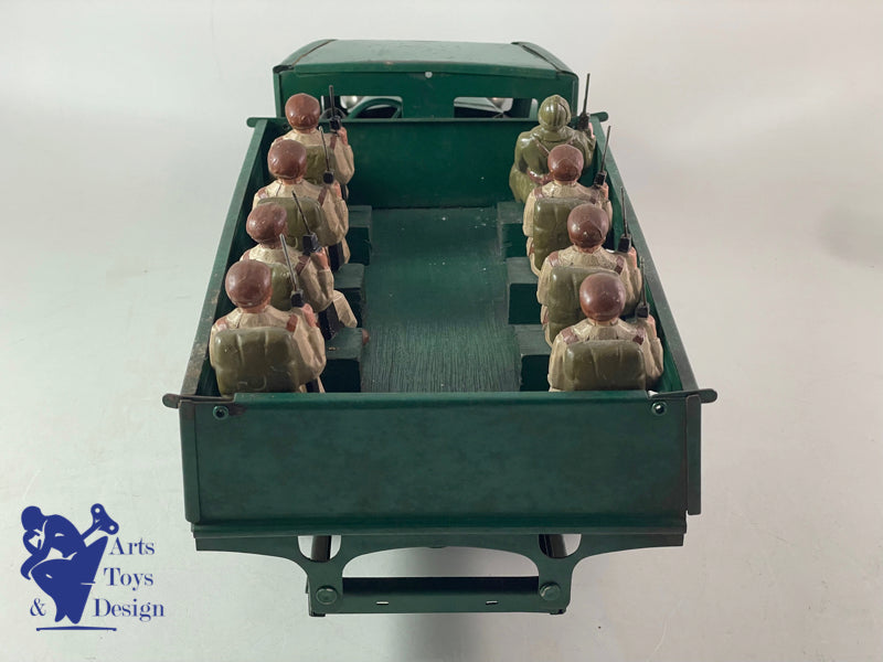 JOUET ANCIEN CITROEN 905 CAMION T23 TRANSPORT PARACHUTISTES MECANIQUE 46CM 1937