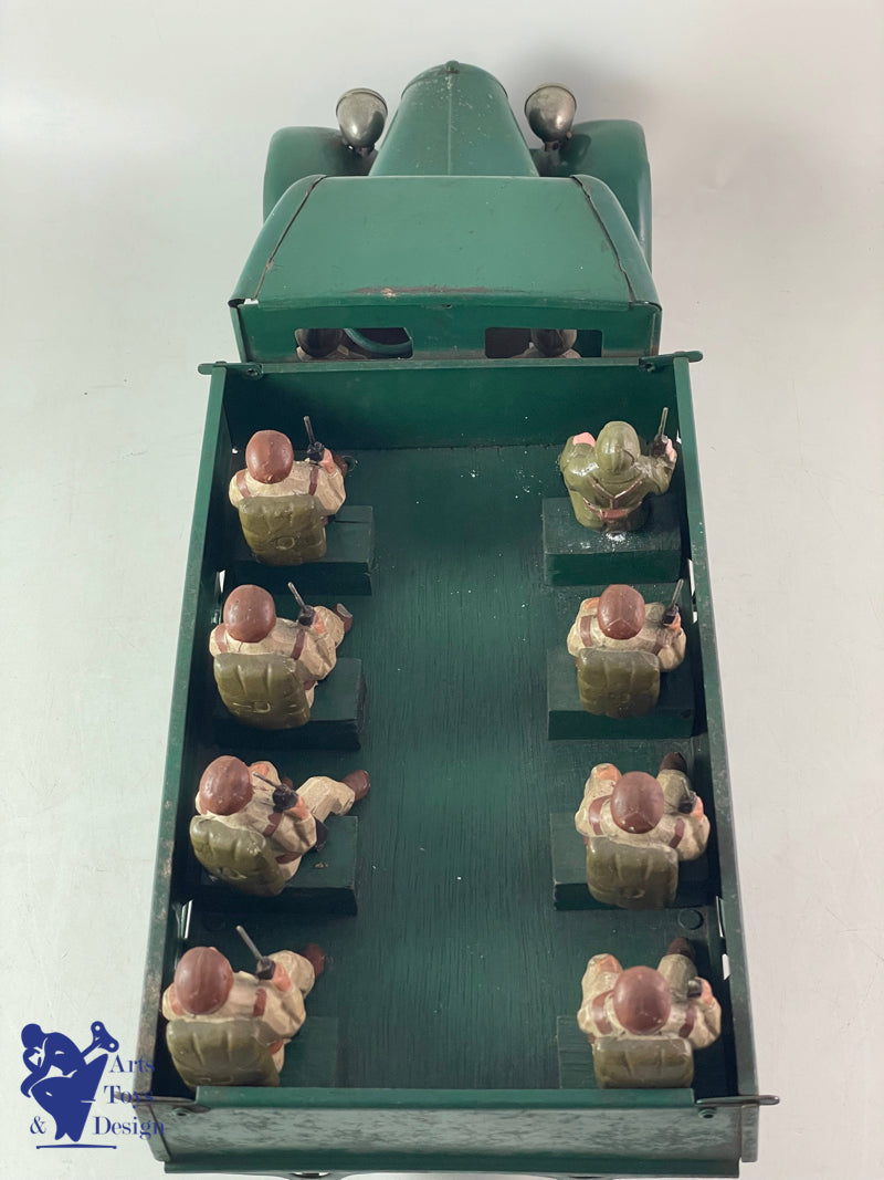 JOUET ANCIEN CITROEN 905 CAMION T23 TRANSPORT PARACHUTISTES MECANIQUE 46CM 1937