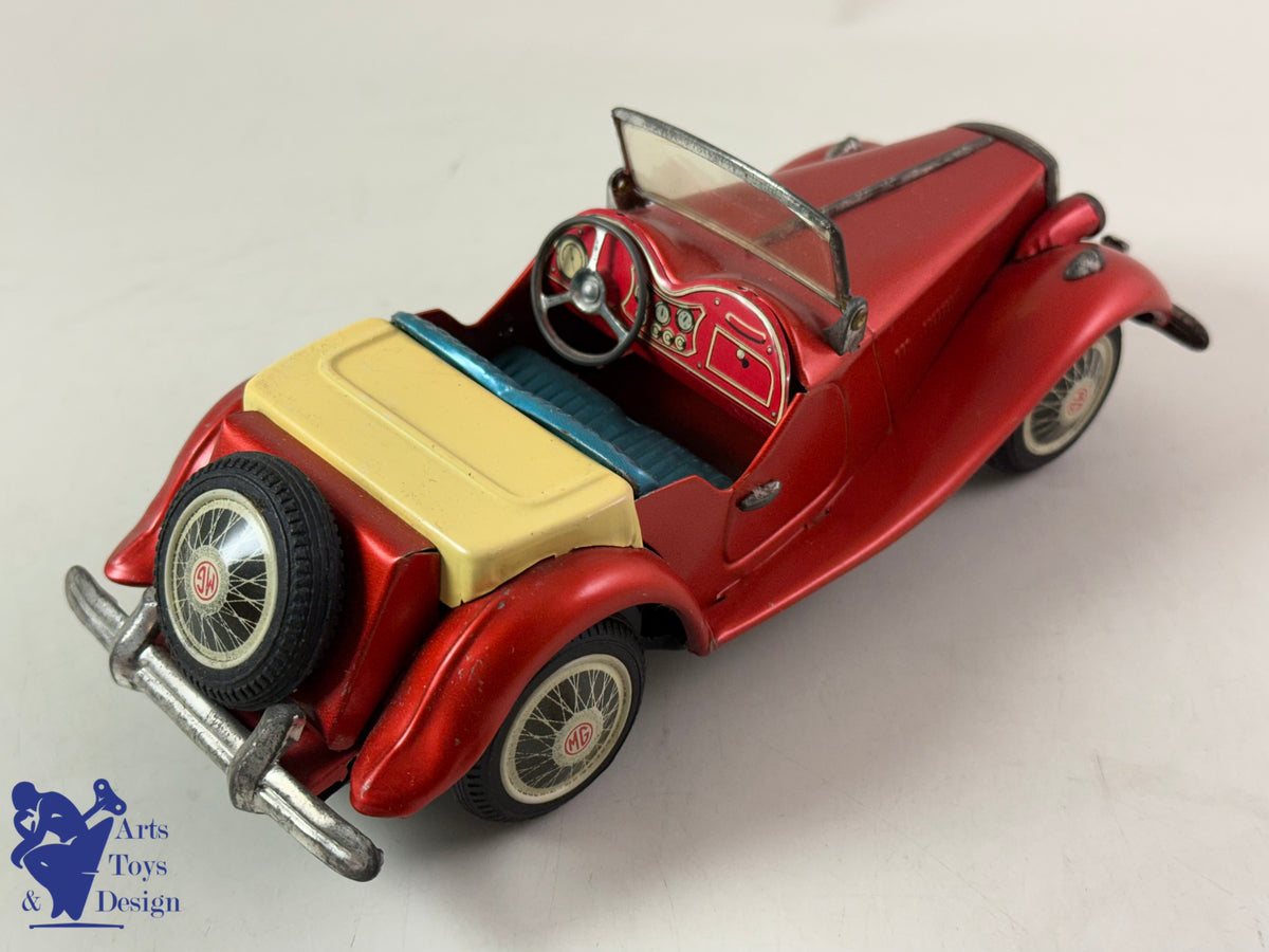 JOUET ANCIEN BANDAI JAPAN VOITURE MG MIDGET TF RED FRICTION 21CM 1950