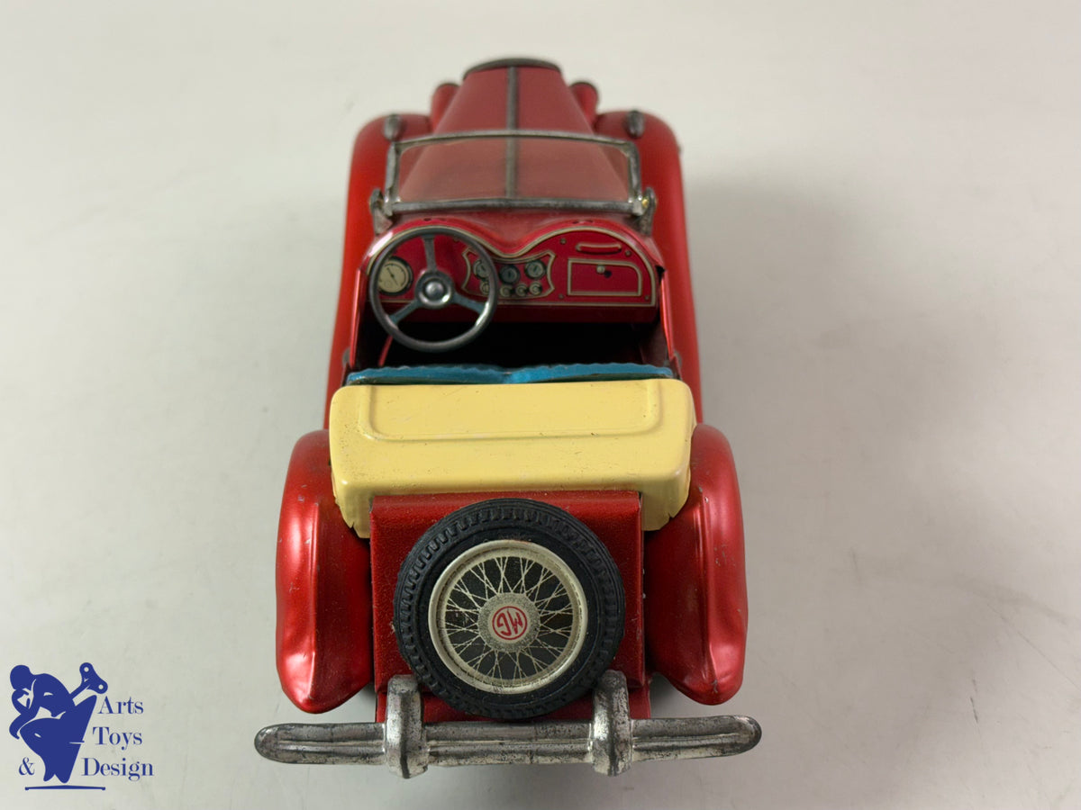 JOUET ANCIEN BANDAI JAPAN VOITURE MG MIDGET TF RED FRICTION 21CM 1950