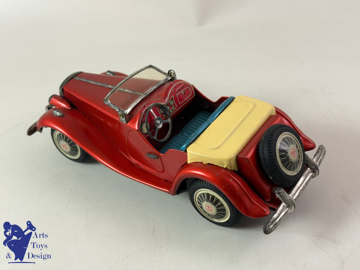 JOUET ANCIEN BANDAI JAPAN VOITURE MG MIDGET TF RED FRICTION 21CM 1950