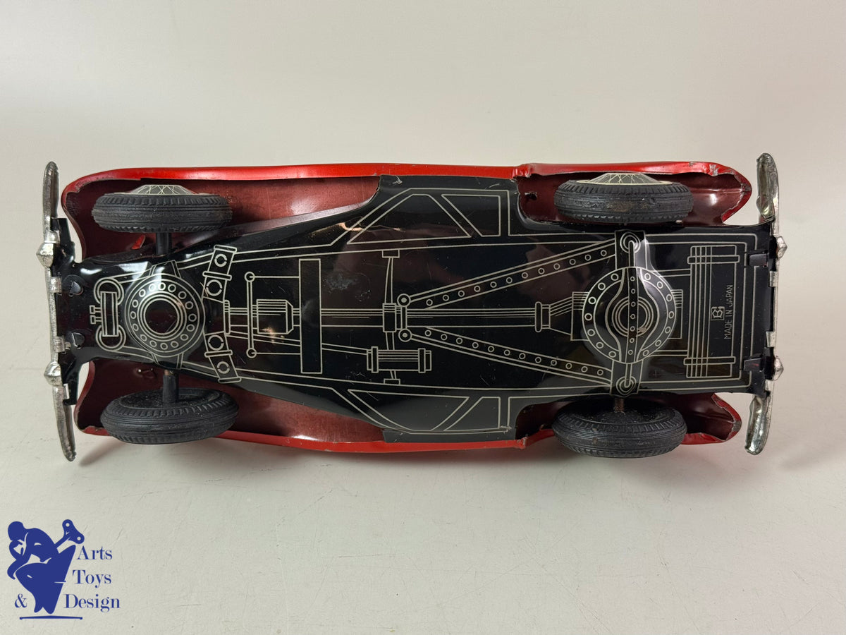 JOUET ANCIEN BANDAI JAPAN VOITURE MG MIDGET TF RED FRICTION 21CM 1950