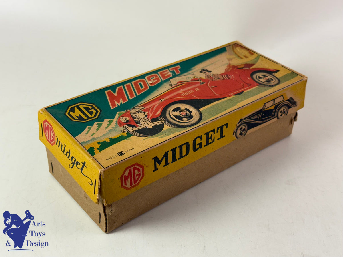JOUET ANCIEN BANDAI JAPAN VOITURE MG MIDGET TF RED FRICTION 21CM 1950