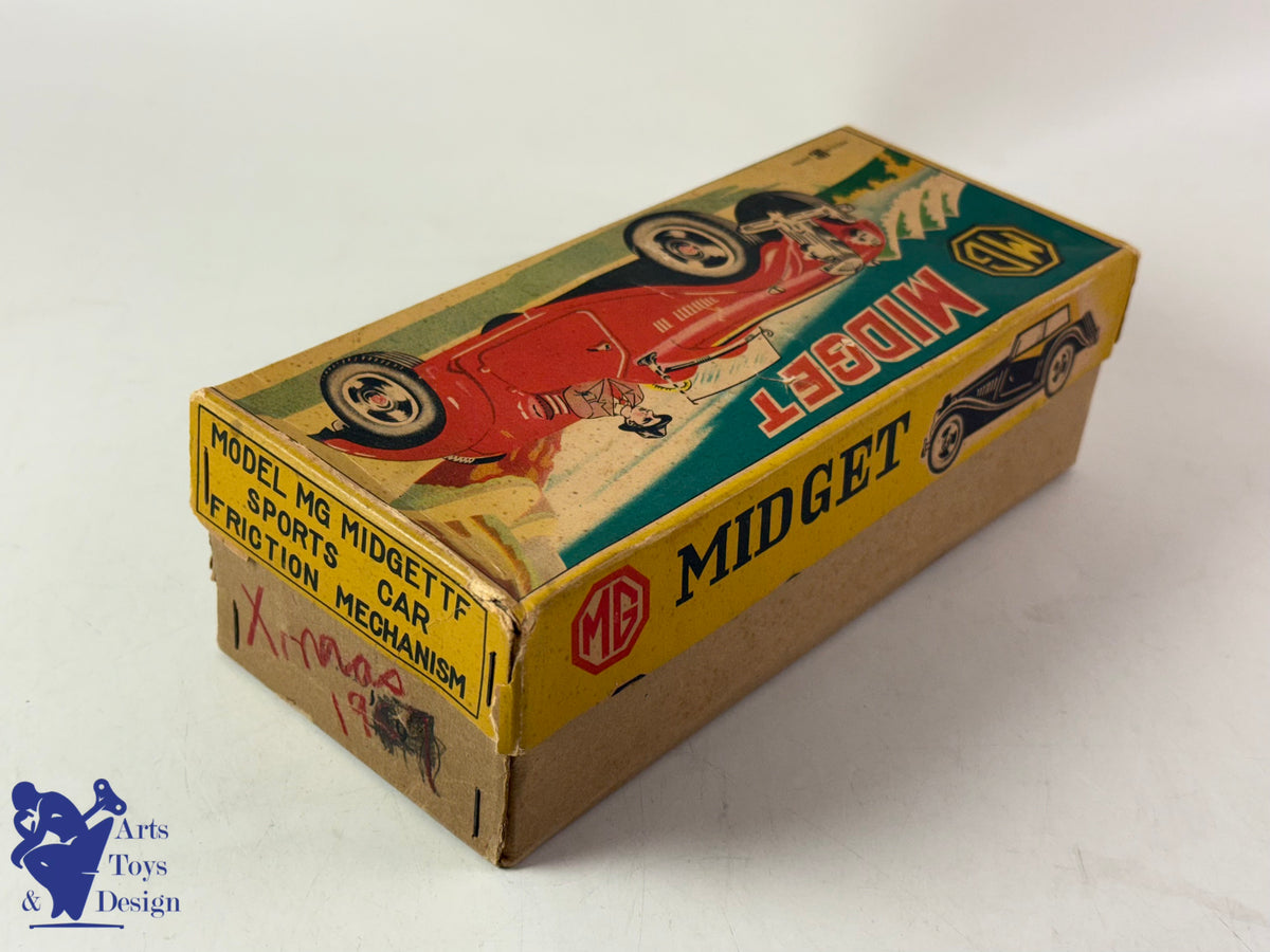 JOUET ANCIEN BANDAI JAPAN VOITURE MG MIDGET TF RED FRICTION 21CM 1950