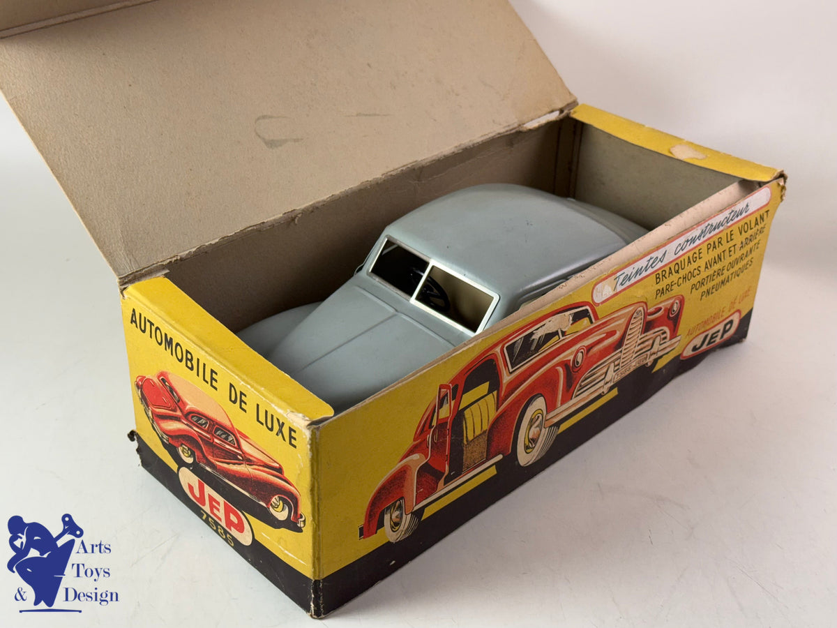JOUET ANCIEN JEP 7585 VOITURE DELAHAYE GRIS VERS 1950 34CM MECANIQUE