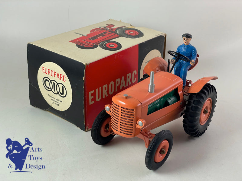 Antique toys CIJ 8/52 very rare orange/green electric tractor at 1/10 ° 1960