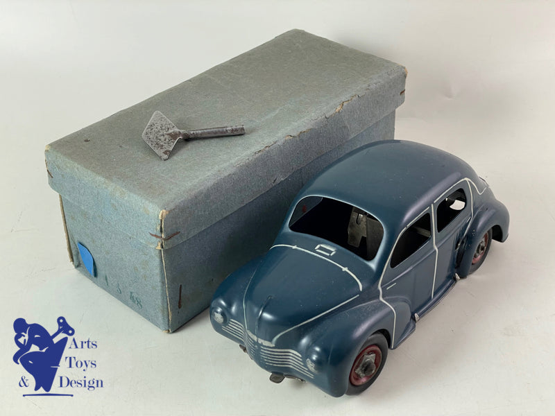 Antique toys CIJ 5/48 Renault 4cv dark Blue clockwork 18cm circa 1950