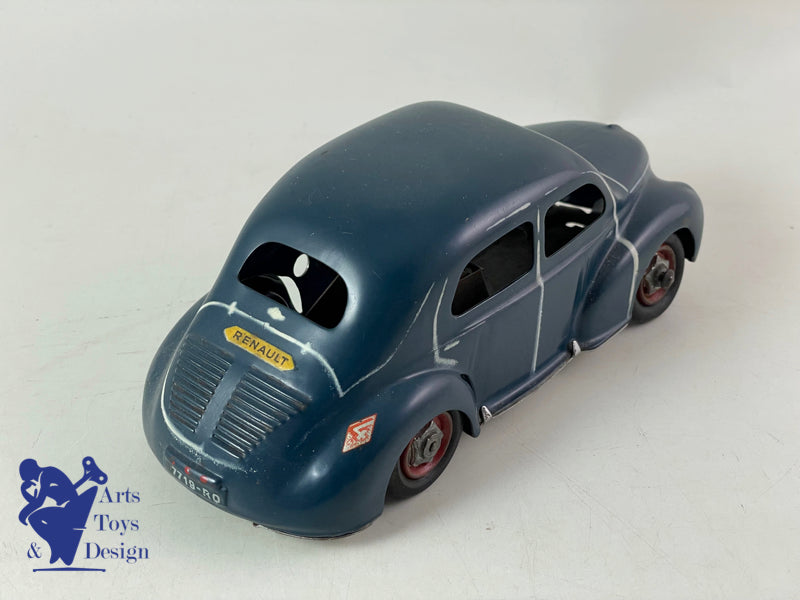 Antique toys CIJ 5/48 Renault 4cv dark Blue clockwork 18cm circa 1950