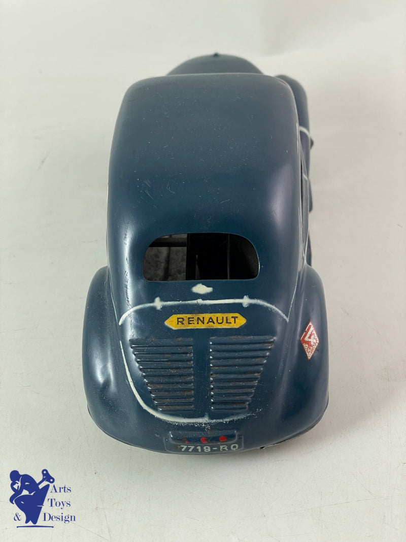 Antique toys CIJ 5/48 Renault 4cv dark Blue clockwork 18cm circa 1950