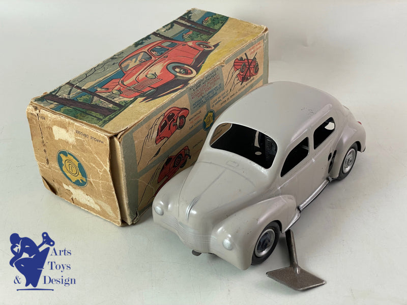 Antique toys CIJ 5/48 RENAULT 4CV light gray clockwork 18cm circa 1950