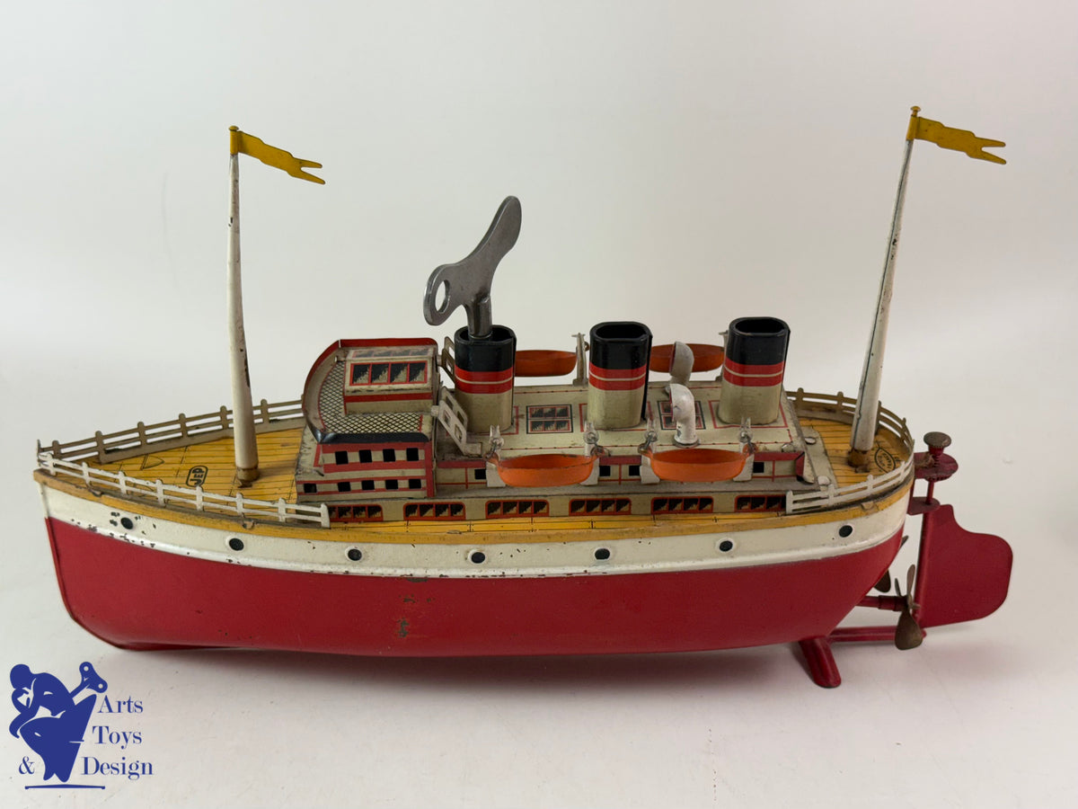 JOUET ANCIEN JEP 912/5 BATEAU TRANSATLANTIQUE MECANIQUE C1930 34CM