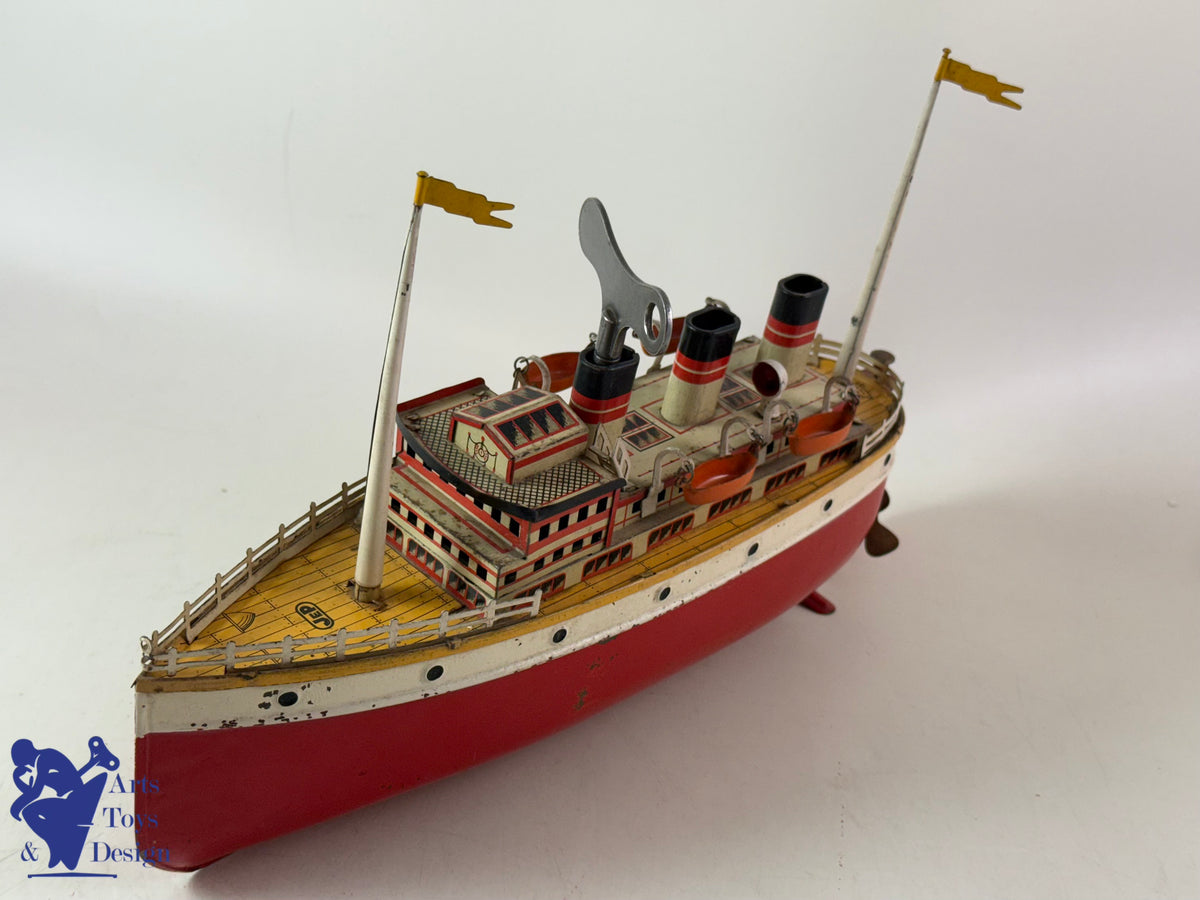 JOUET ANCIEN JEP 912/5 BATEAU TRANSATLANTIQUE MECANIQUE C1930 34CM