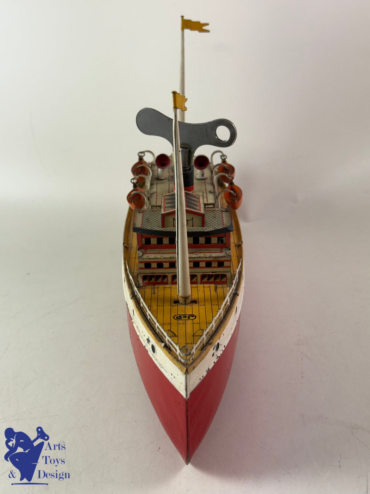 JOUET ANCIEN JEP 912/5 BATEAU TRANSATLANTIQUE MECANIQUE C1930 34CM