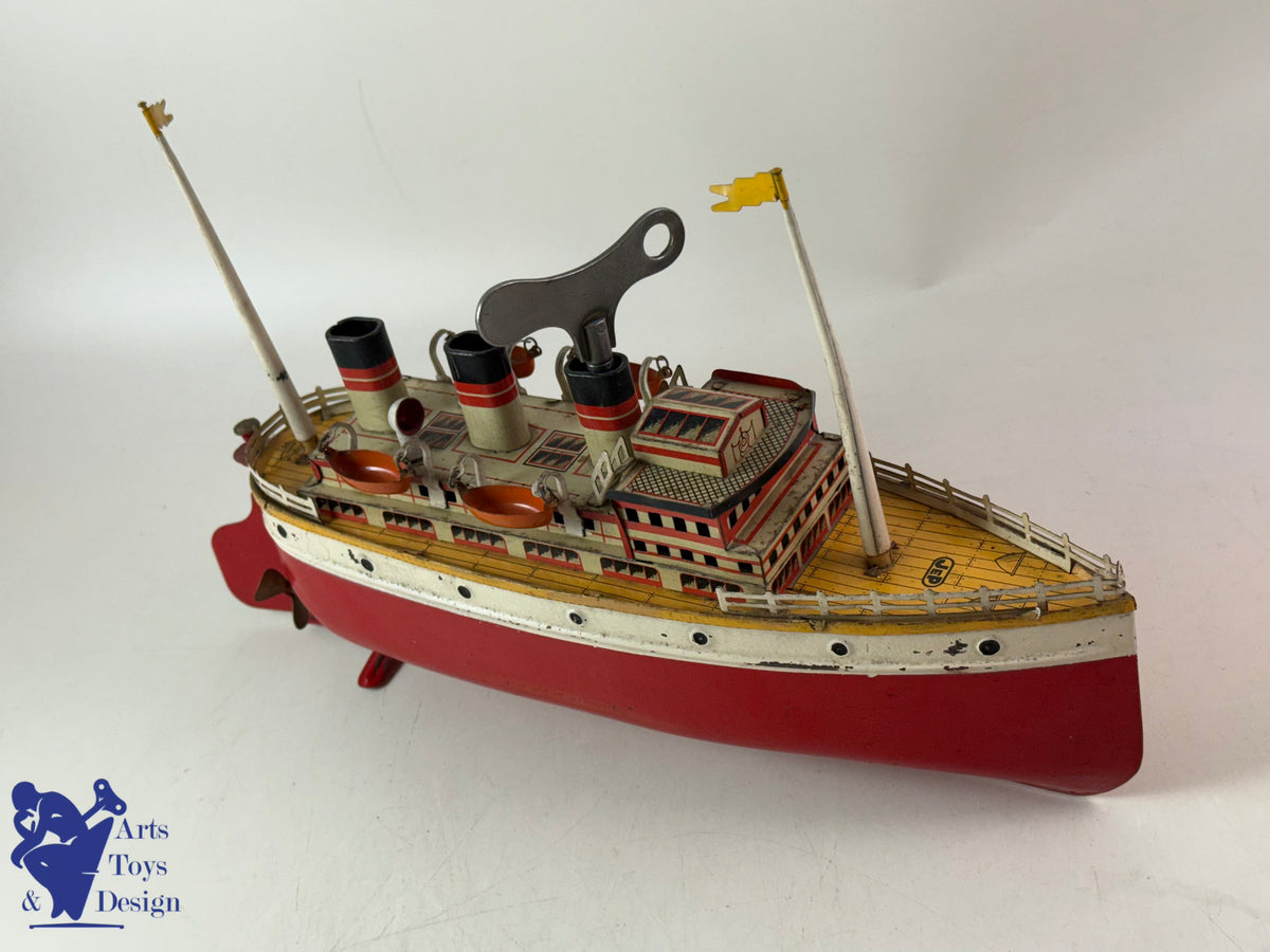 JOUET ANCIEN JEP 912/5 BATEAU TRANSATLANTIQUE MECANIQUE C1930 34CM