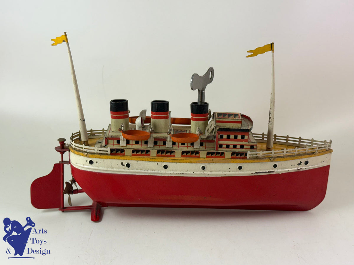 JOUET ANCIEN JEP 912/5 BATEAU TRANSATLANTIQUE MECANIQUE C1930 34CM