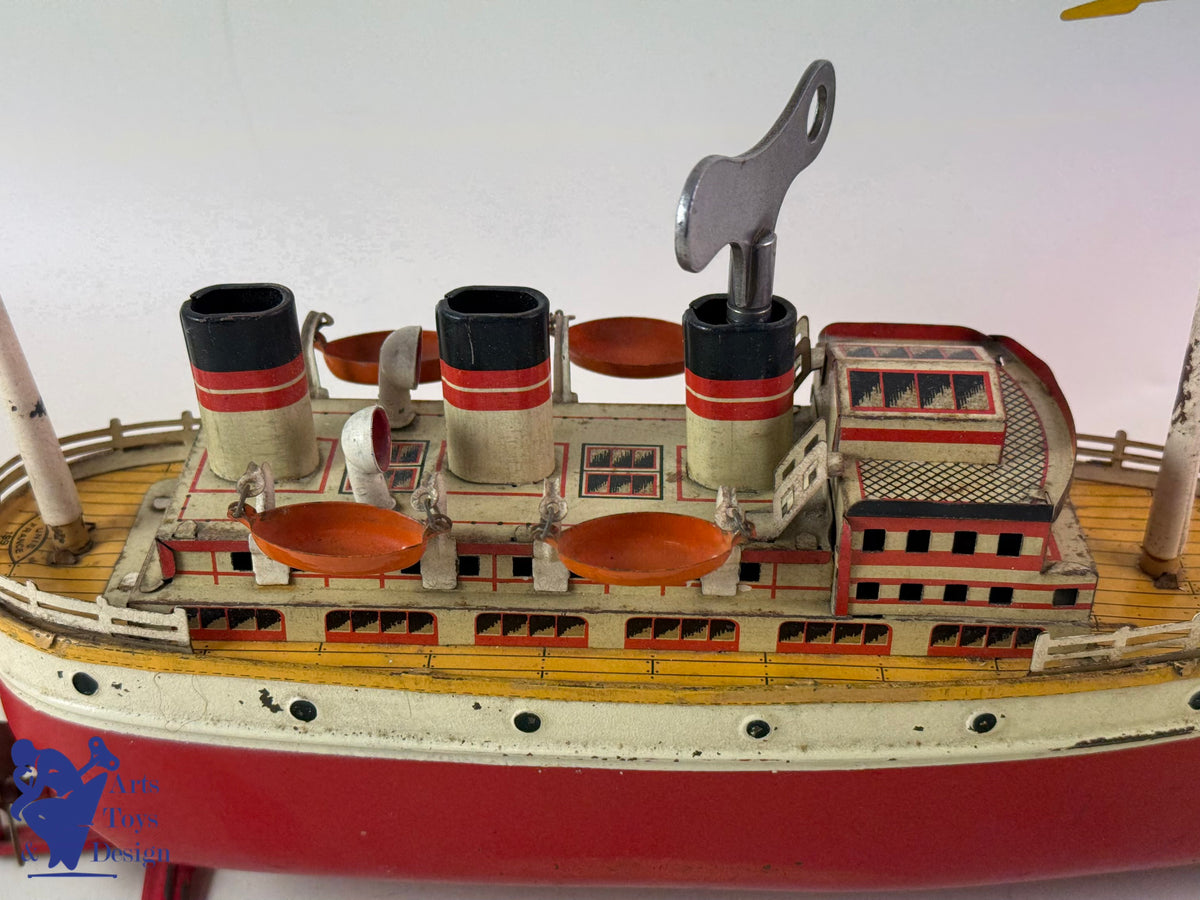 JOUET ANCIEN JEP 912/5 BATEAU TRANSATLANTIQUE MECANIQUE C1930 34CM