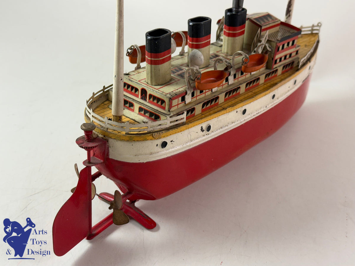 JOUET ANCIEN JEP 912/5 BATEAU TRANSATLANTIQUE MECANIQUE C1930 34CM