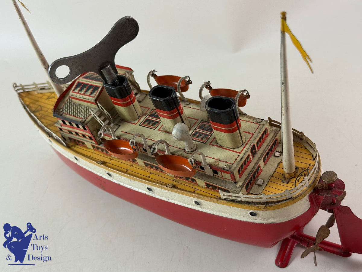 JOUET ANCIEN JEP 912/5 BATEAU TRANSATLANTIQUE MECANIQUE C1930 34CM