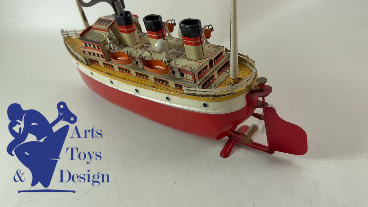 JOUET ANCIEN JEP 912/5 BATEAU TRANSATLANTIQUE MECANIQUE C1930 34CM