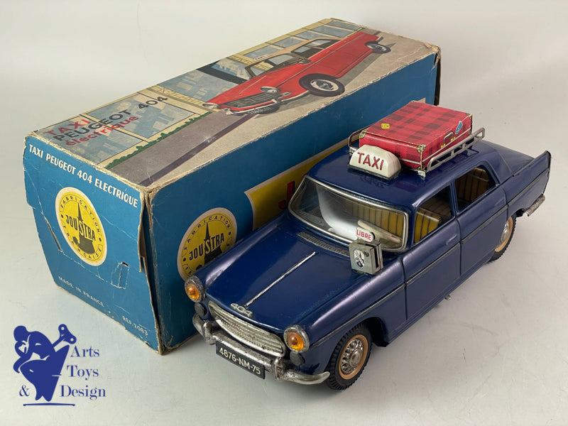 JOUET ANCIEN JOUSTRA 2083 PEUGEOT 404 TAXI GALERIE ELECTRIQUE 30CM VERS 1960