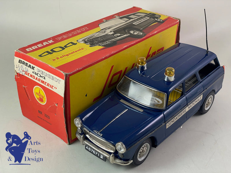 JOUET ANCIEN JOUSTRA 2213 PEUGEOT 404 BREAK GENDARMERIE 30CM VERS 1960