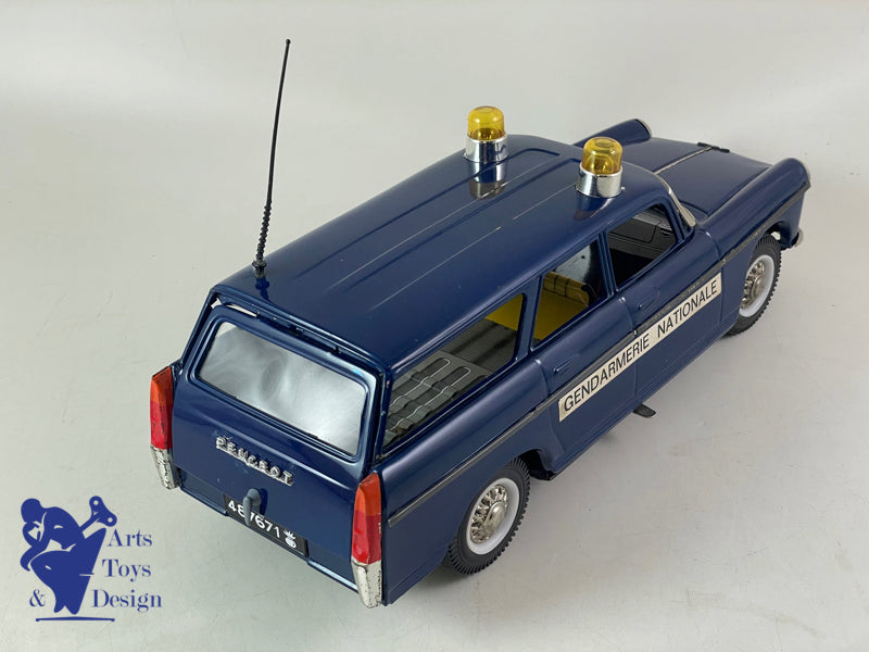 JOUET ANCIEN JOUSTRA 2213 PEUGEOT 404 BREAK GENDARMERIE 30CM VERS 1960