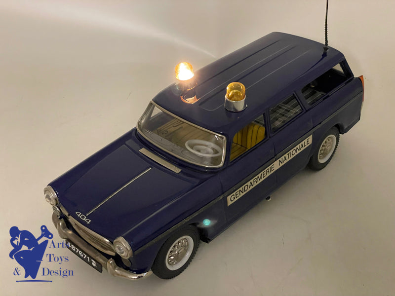 JOUET ANCIEN JOUSTRA 2213 PEUGEOT 404 BREAK GENDARMERIE 30CM VERS 1960