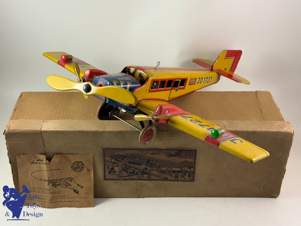 JOUET ANCIEN DISTLER RARE AVION JD 1727 E 51CM MECANIQUE C.1933