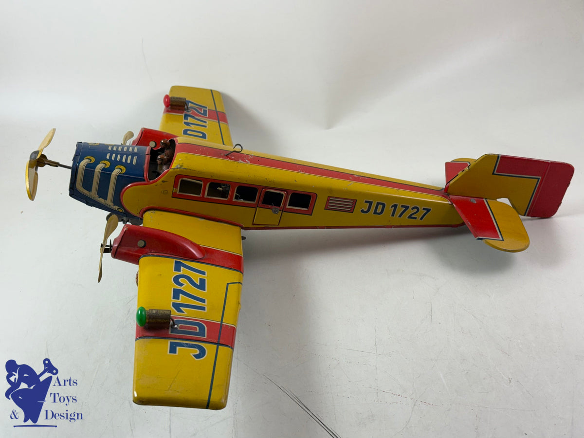 JOUET ANCIEN DISTLER RARE AVION JD 1727 E 51CM MECANIQUE C.1933