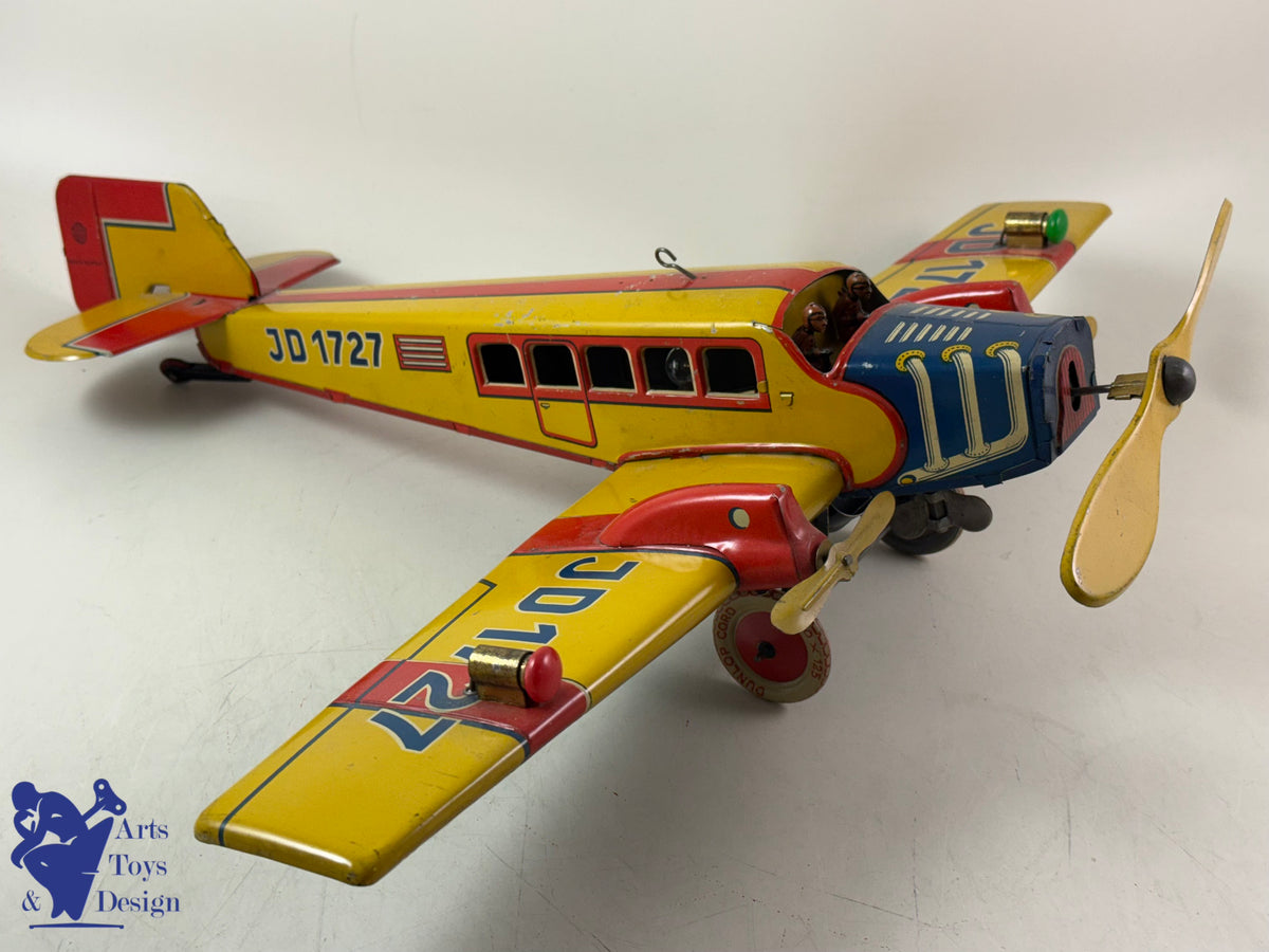 JOUET ANCIEN DISTLER RARE AVION JD 1727 E 51CM MECANIQUE C.1933