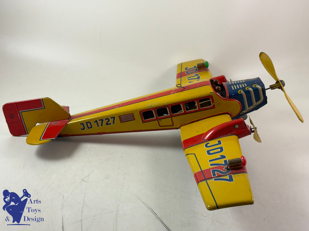 JOUET ANCIEN DISTLER RARE AVION JD 1727 E 51CM MECANIQUE C.1933
