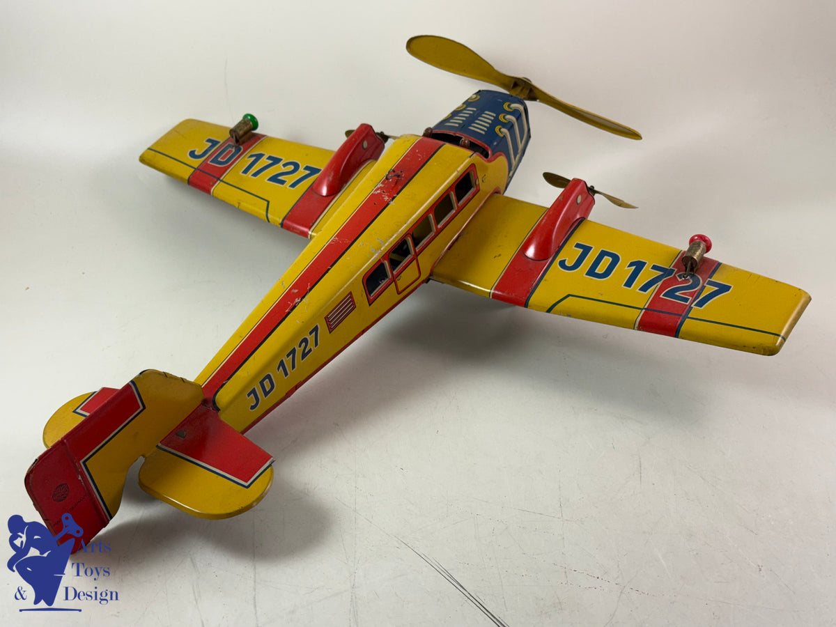 JOUET ANCIEN DISTLER RARE AVION JD 1727 E 51CM MECANIQUE C.1933
