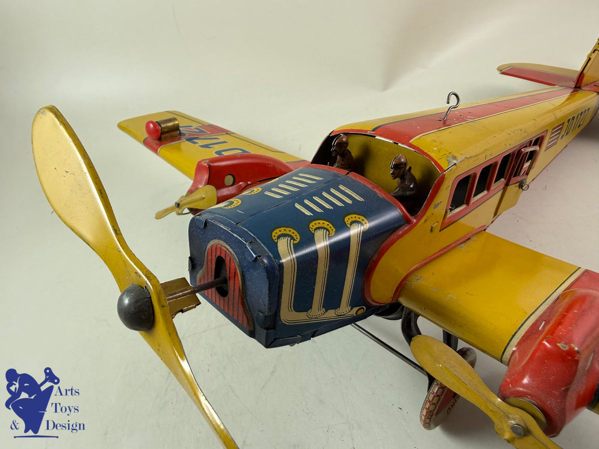 JOUET ANCIEN DISTLER RARE AVION JD 1727 E 51CM MECANIQUE C.1933