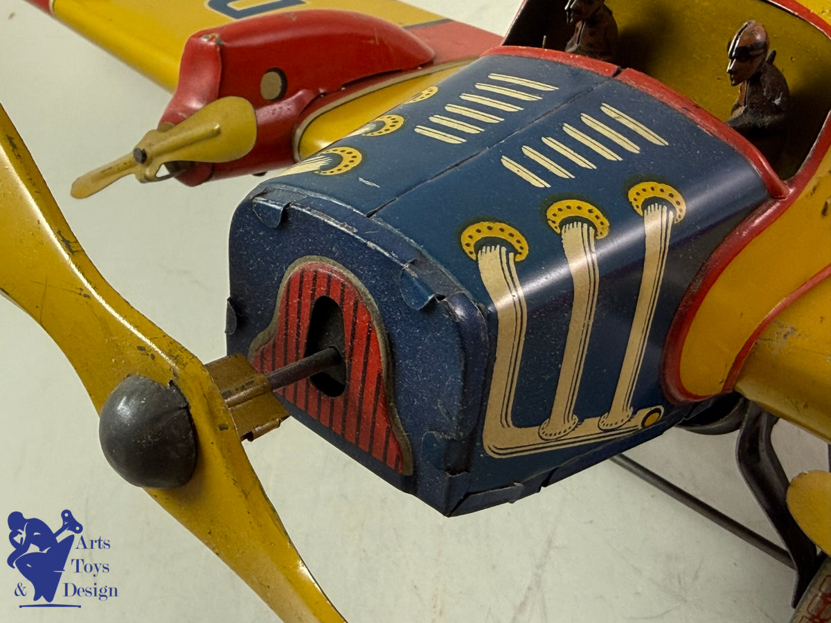 JOUET ANCIEN DISTLER RARE AVION JD 1727 E 51CM MECANIQUE C.1933