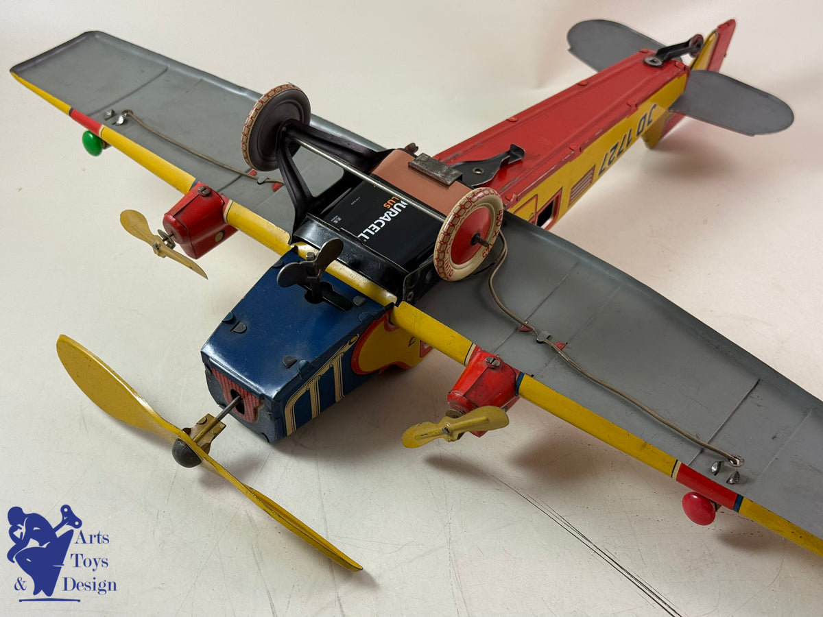 JOUET ANCIEN DISTLER RARE AVION JD 1727 E 51CM MECANIQUE C.1933