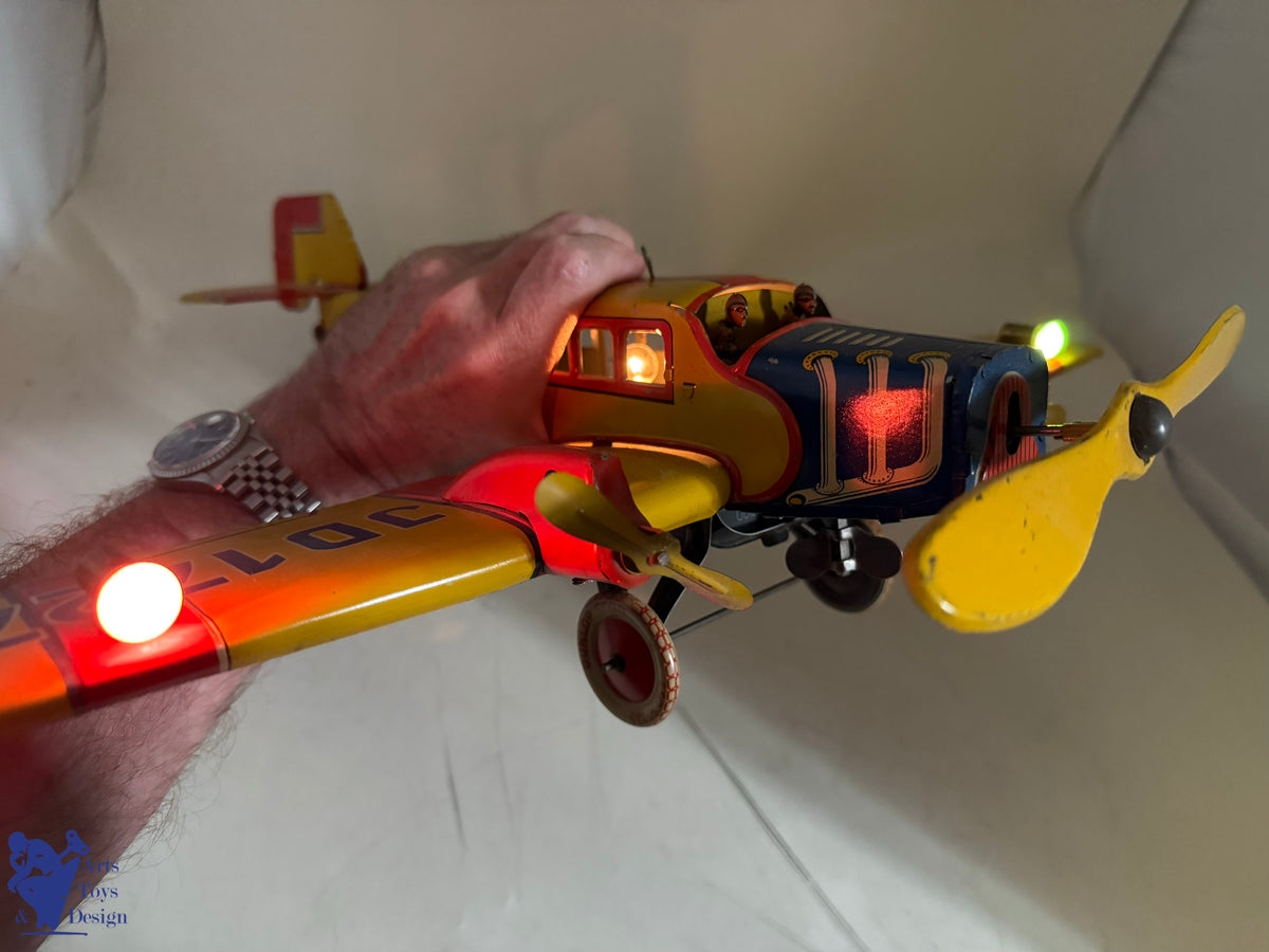 JOUET ANCIEN DISTLER RARE AVION JD 1727 E 51CM MECANIQUE C.1933