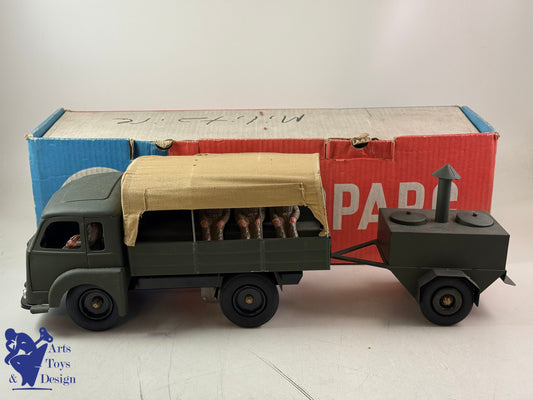Antique toys CIJ RENAULT SAVIEM MILITARY W/ ROLLING KITCHEN C.1960 50CM