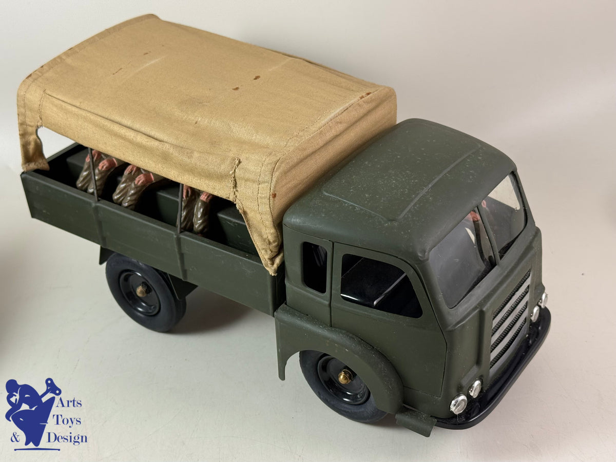 JOUET ANCIEN CIJ RENAULT SAVIEM MILITAIRE AV CUISINE ROULANTE C.1960 ENV 50CM