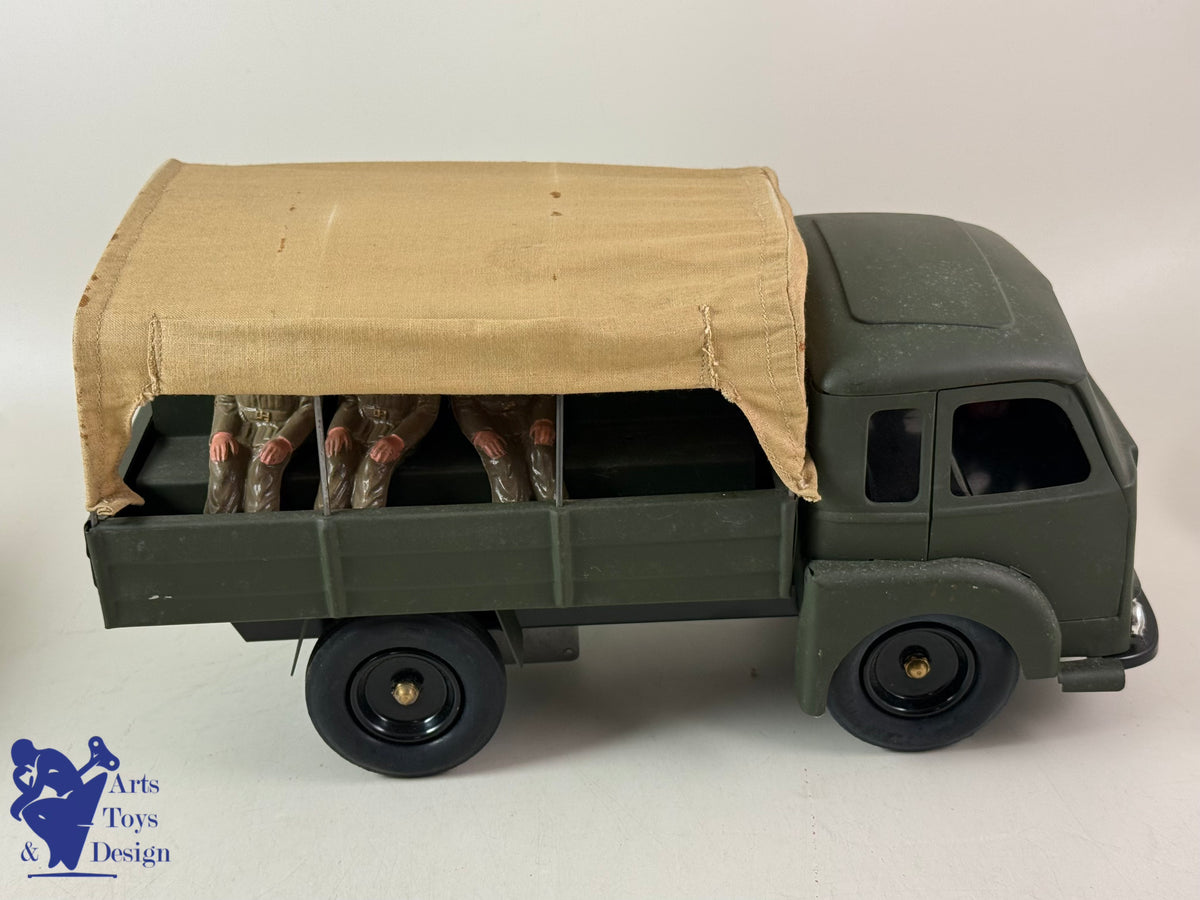 JOUET ANCIEN CIJ RENAULT SAVIEM MILITAIRE AV CUISINE ROULANTE C.1960 ENV 50CM