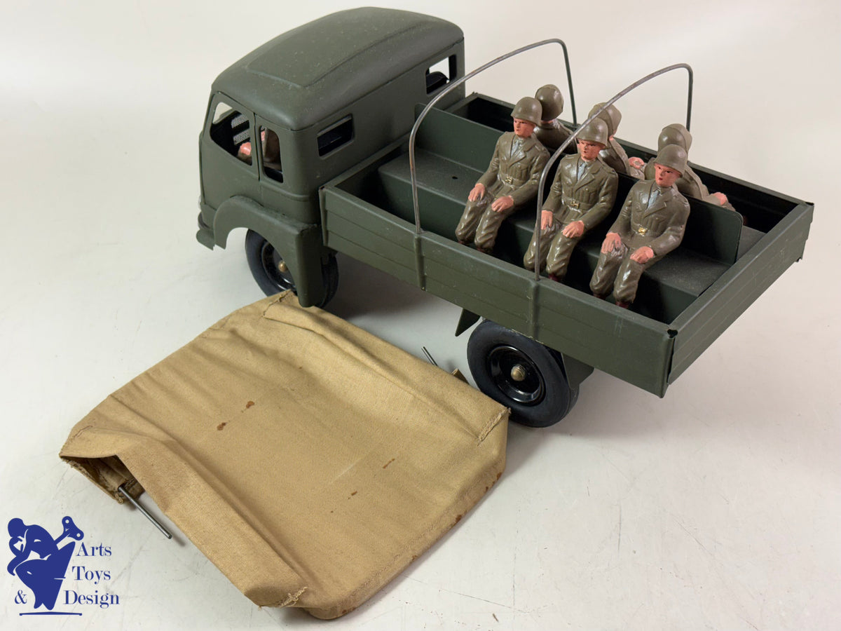 JOUET ANCIEN CIJ RENAULT SAVIEM MILITAIRE AV CUISINE ROULANTE C.1960 ENV 50CM