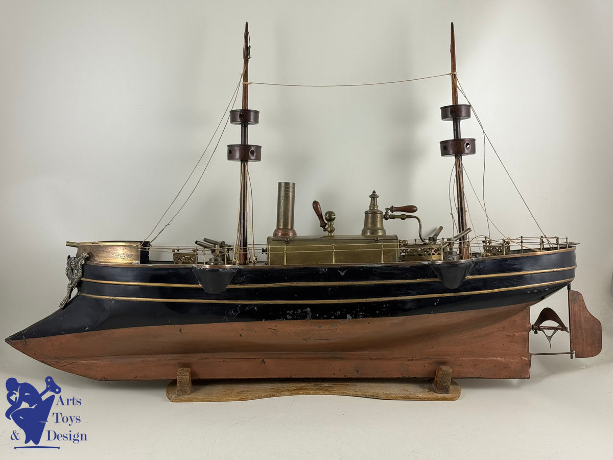 Antique toys MAURAISIN RADIGUET VERY RARE STEAMBOAT LARGE CUIRASSE C1880