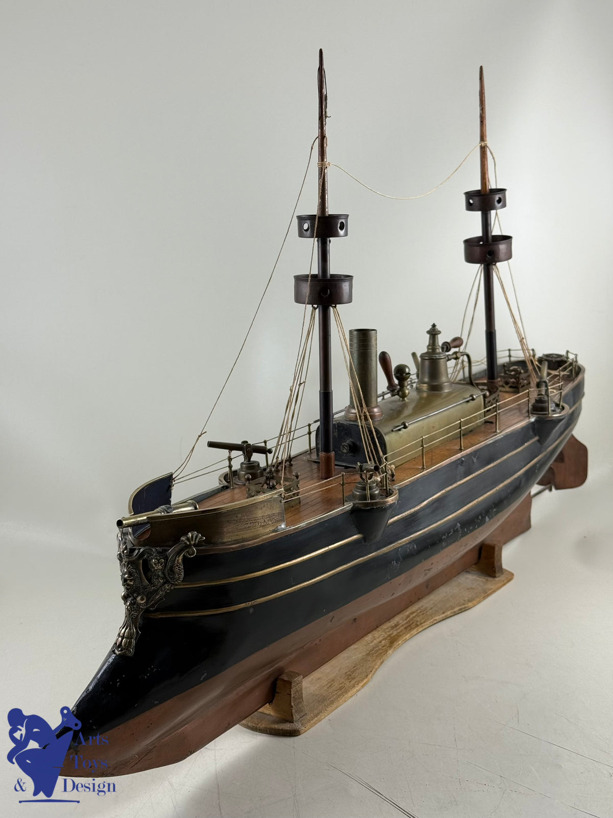 Antique toys MAURAISIN RADIGUET VERY RARE STEAMBOAT LARGE CUIRASSE C1880